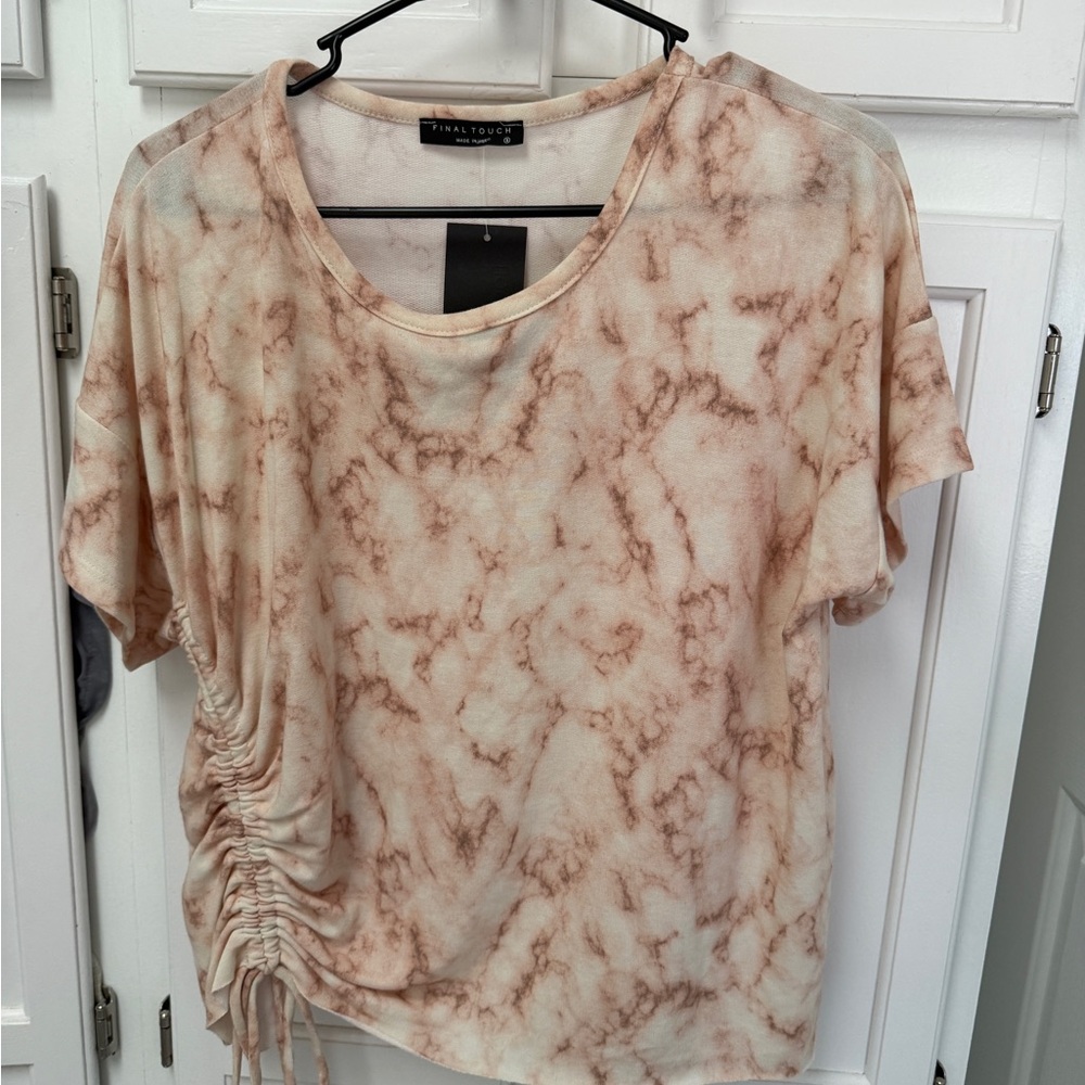 Final Touch Tan and Pink Ruched T-Shirt